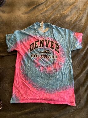 Denver Colorado Tie-Dye Short Sleeve Tee For Woman- Blue & Pink